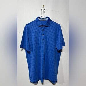 Greyson Mens Logo Pattern  Royal Blue Golf Polo Size Medium NWOT